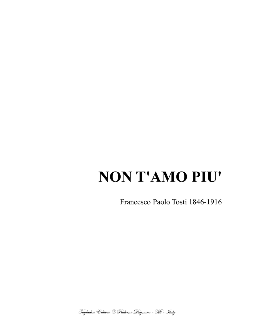 NON T'AMO PIU' - F.P Tosti - For Soprano or Tenor and piano High Voice scores gallery preview page 1