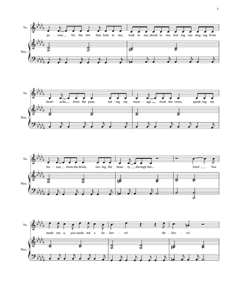 Believer Believer Piano, Vocal scores gallery preview page 3