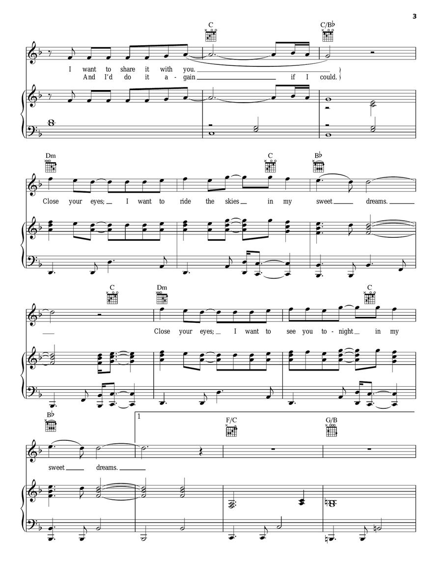 Sweet Dreams Piano, Vocal, Guitar scores gallery preview page 3