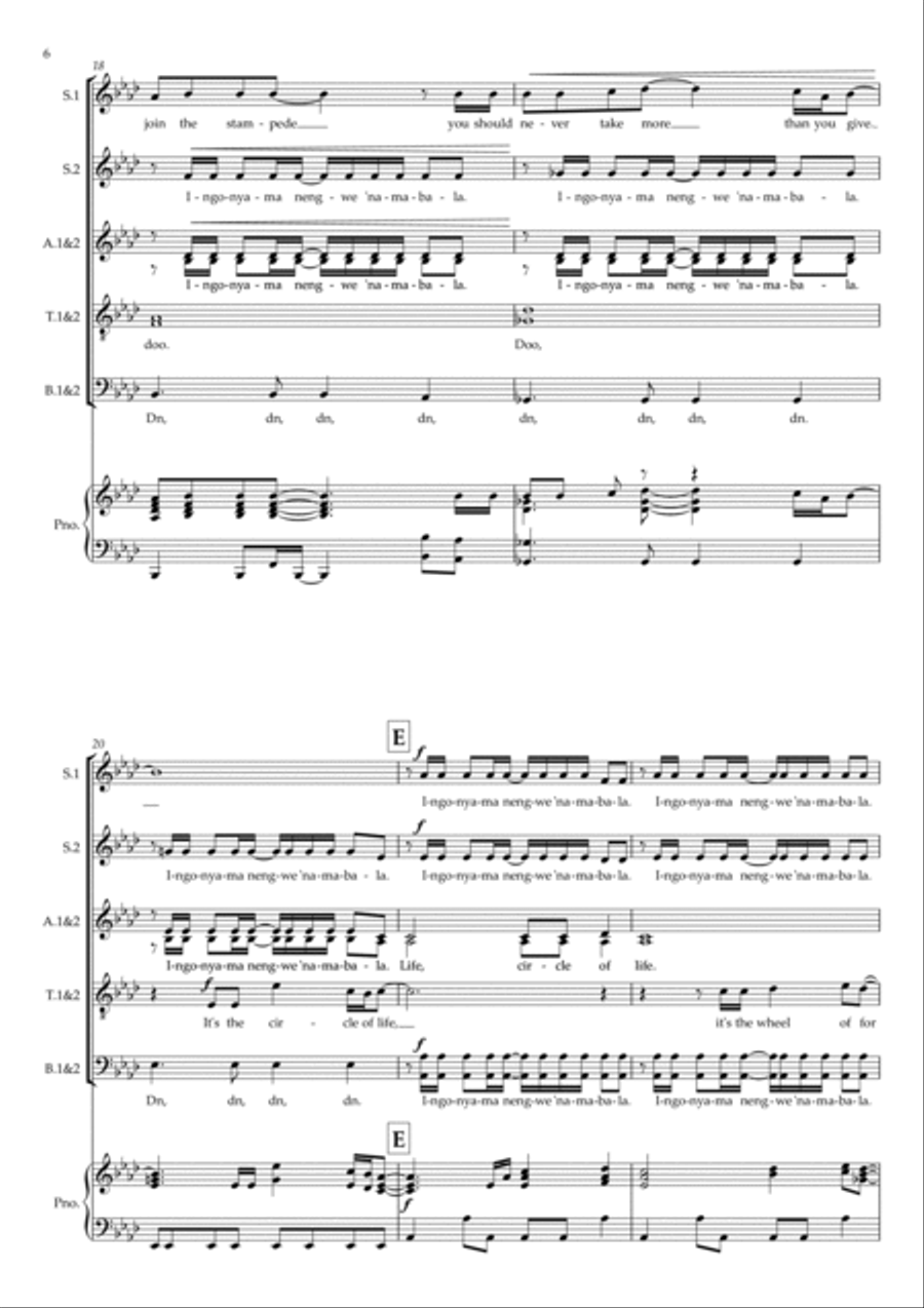 Circle Of Life 4-Part scores gallery preview page 6
