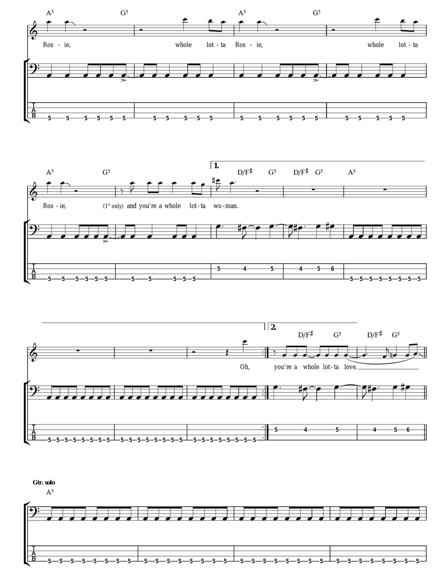 Whole Lotta Rosie Whole Lotta Rosie Bass Guitar Tablature scores gallery preview page 4