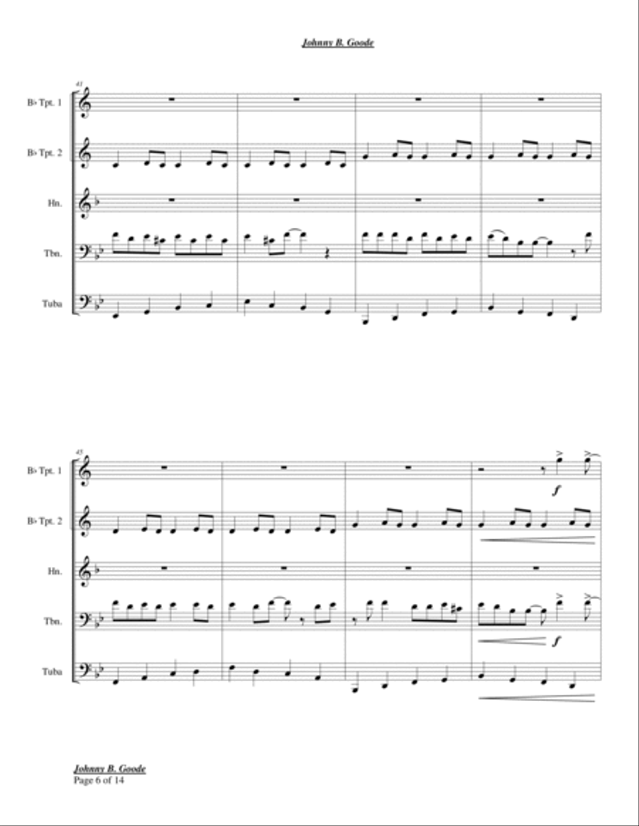 Johnny B. Goode Euphonium scores gallery preview page 6
