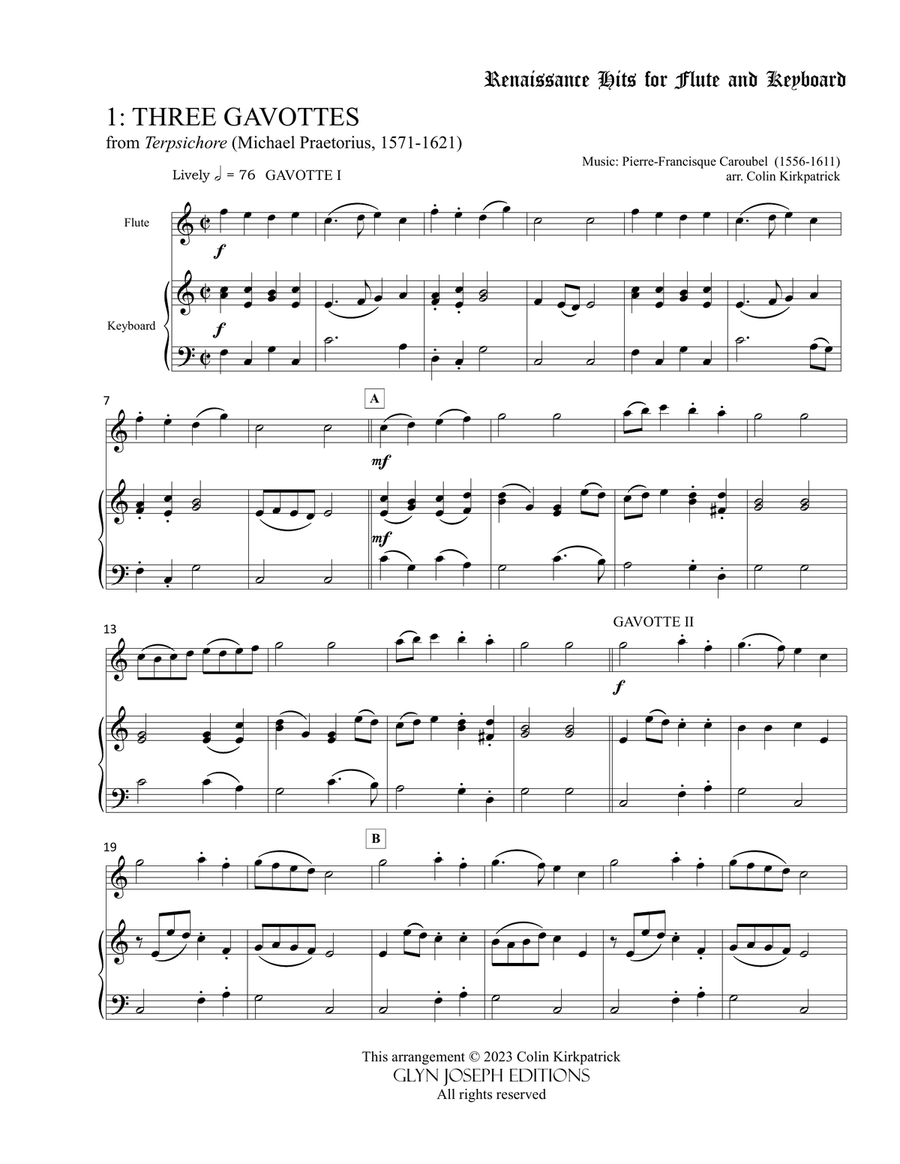 Renaissance Hits for Flute and Keyboard from Terpsichore (Praetorius) Flute Solo scores gallery preview page 3