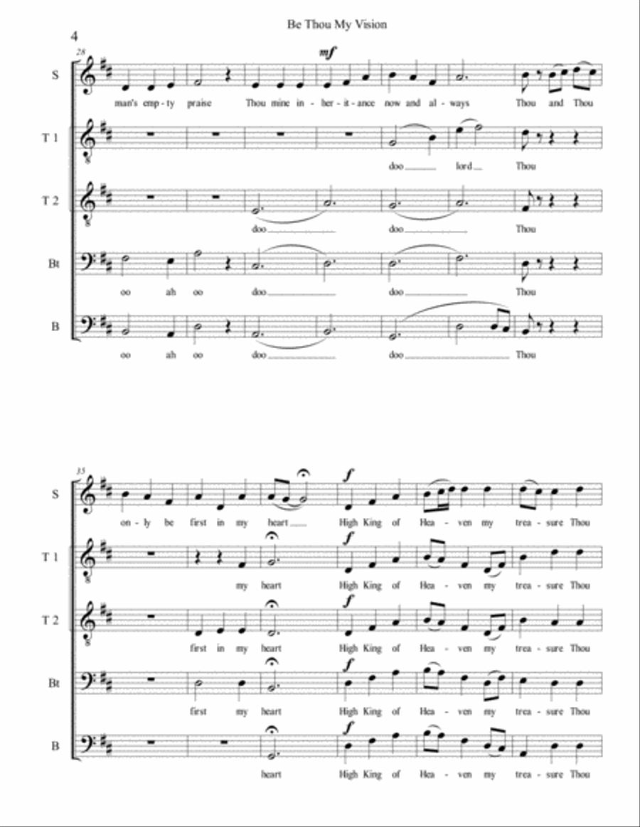 Be Thou My Vision (TTBB + Solo) TTBB scores gallery preview page 4