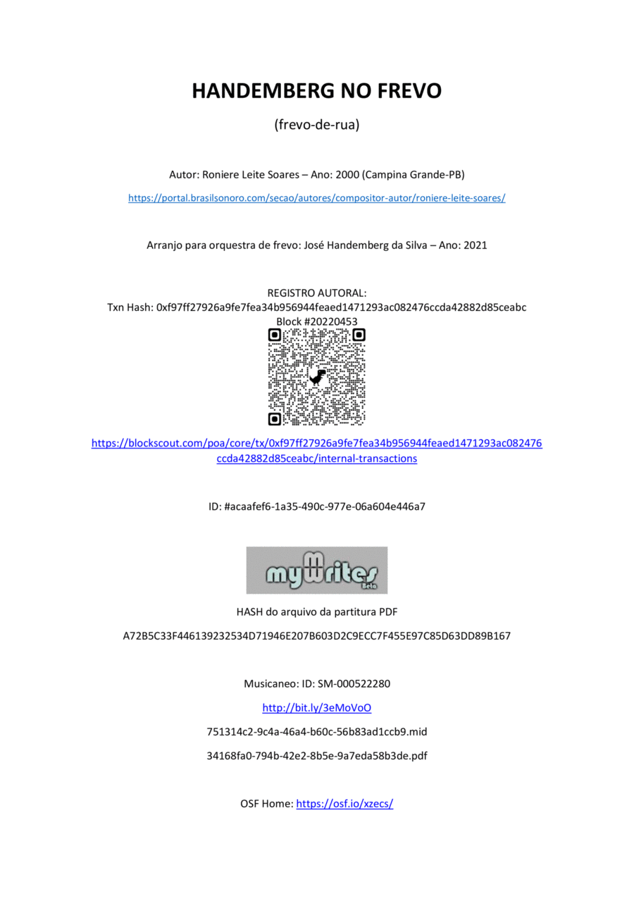 Handemberg no Frevo Concert Band scores gallery preview page 1