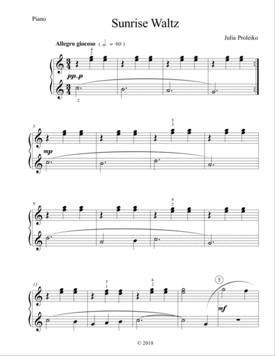 Sunrise Waltz (Late Elementary Piano) Piano Method scores gallery preview page 1