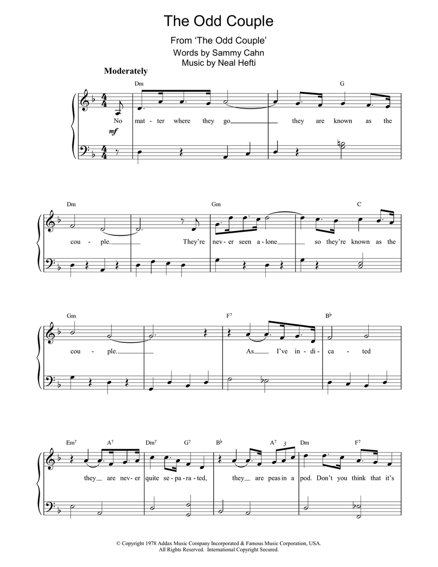 The Odd Couple The Odd Couple Piano Solo scores gallery preview page 1