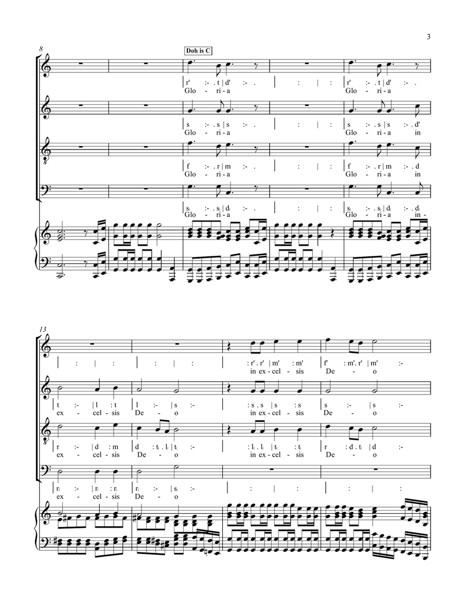 GLORIA IN EXCELSIS DEO ( 1st Movement) 4-Part scores gallery preview page 3
