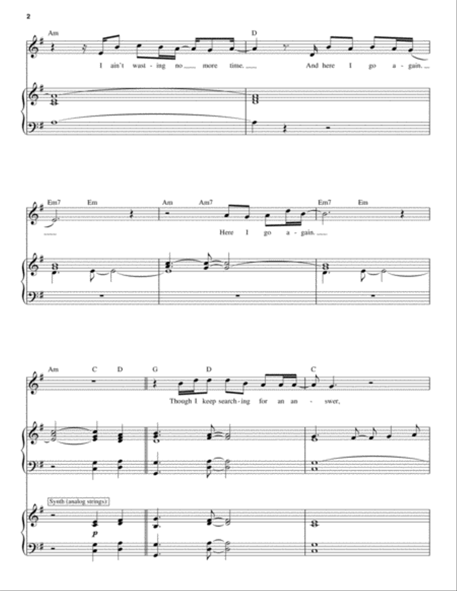 Here I Go Again Piano scores gallery preview page 2