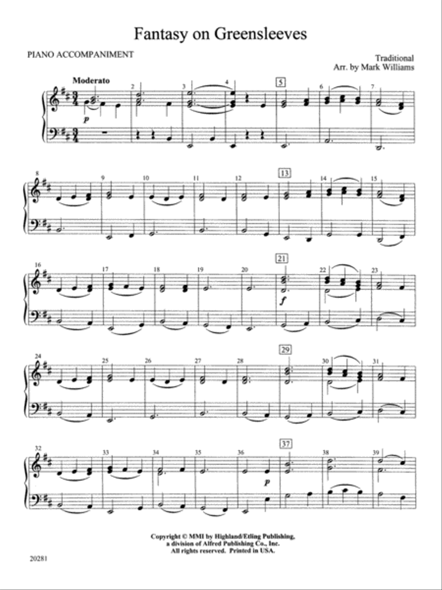 Fantasy on Greensleeves: Piano Accompaniment Orchestra scores gallery preview page 1