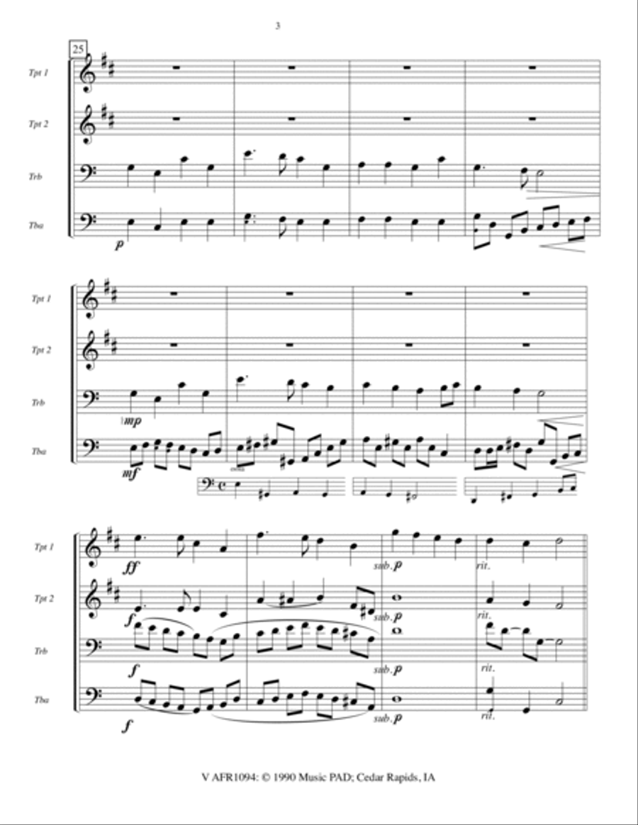 Angels From the Realms of Glory - Mixed Brass Quartet (2 Tpt, Trb, Tuba) Brass Quartet scores gallery preview page 3