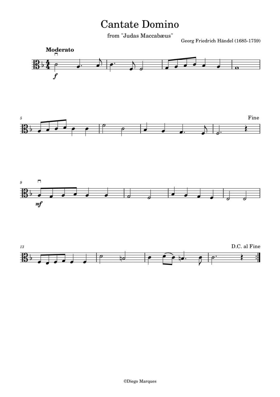 Cantate Domino in F Viola Solo scores gallery preview page 1