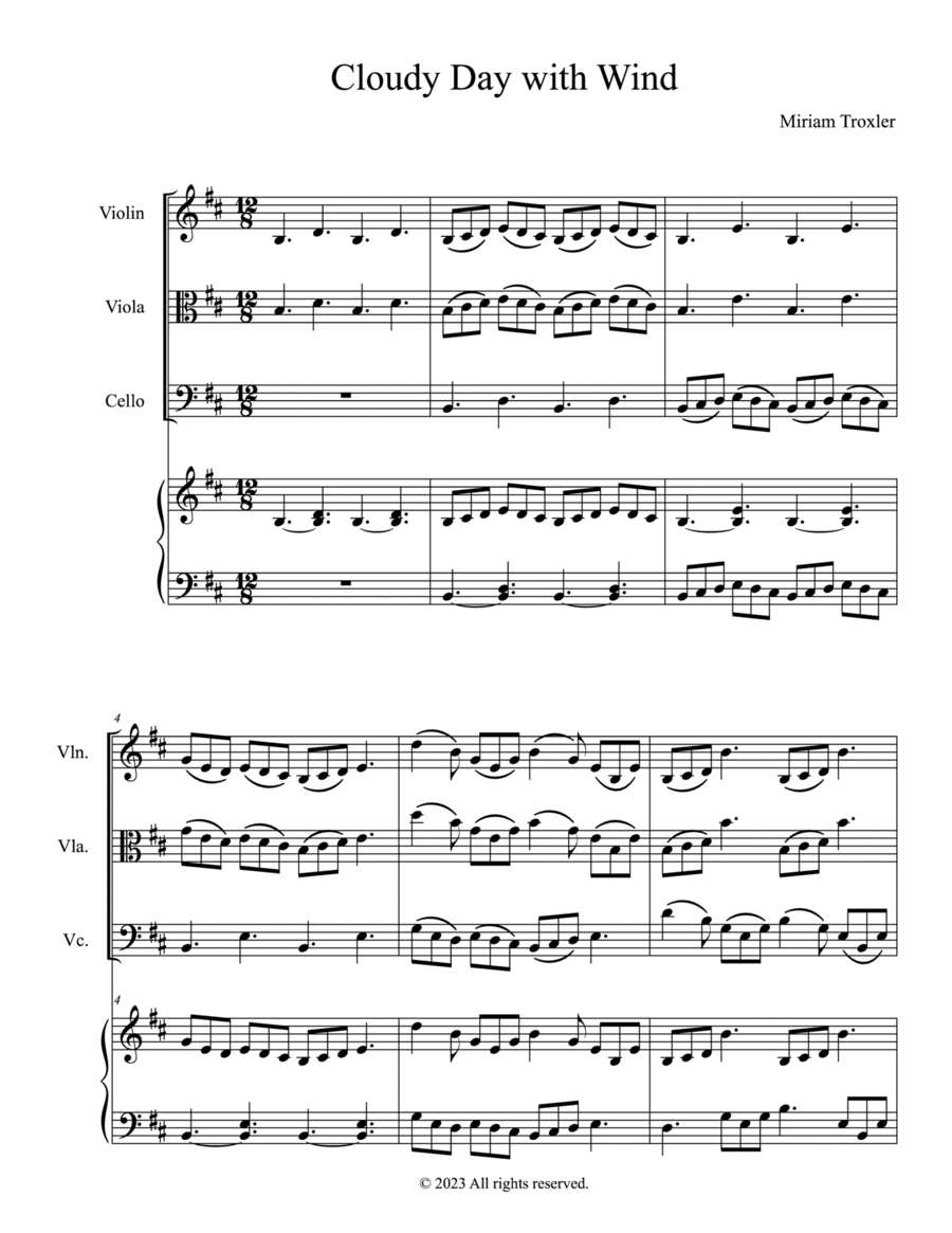 Cloudy Day with Wind String Trio scores gallery preview page 1