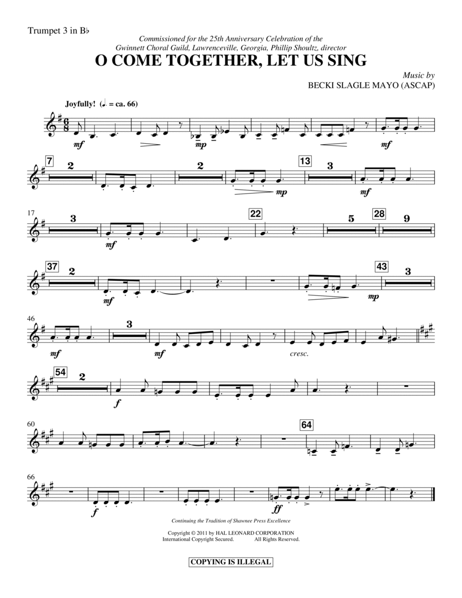 O Come Together, Let Us Sing - Trumpet 3 in Bb Choir scores gallery preview page 1