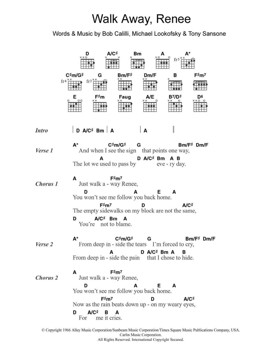 Walk Away Renee Acoustic Guitar scores gallery preview page 1