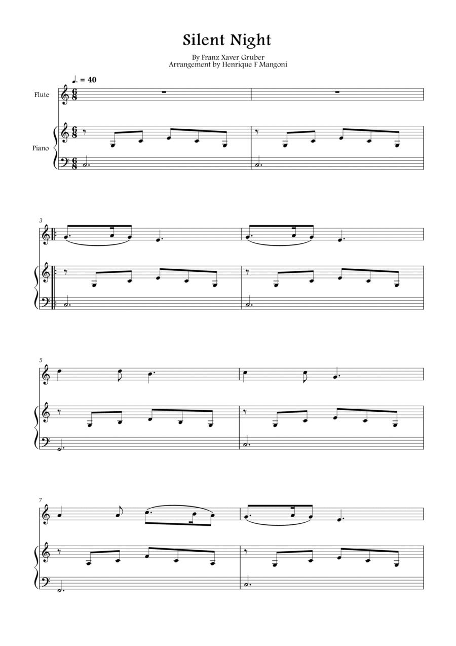 Silent Night (Stille Nacht) Flute Solo scores gallery preview page 1
