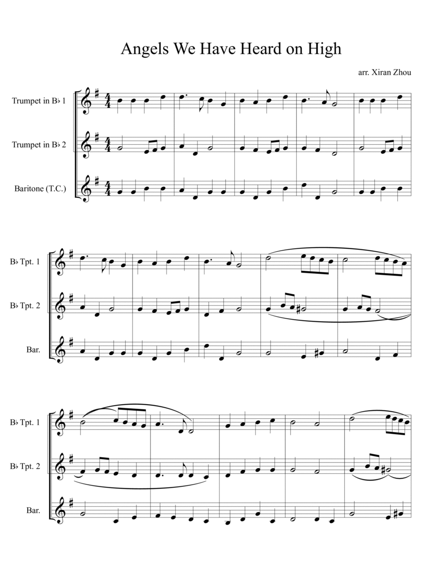 Angels We Have Heard on High Baritone Horn TC scores gallery preview page 1