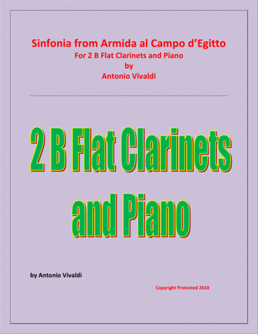 Sinfonia from Armida al Campo D'Egitto - 2 B Flat Clarinets and Piano - Early Advanced Clarinet Duet scores gallery preview page 1