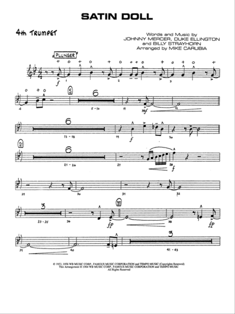 Satin Doll: 4th B-flat Trumpet Jazz Ensemble scores gallery preview page 1