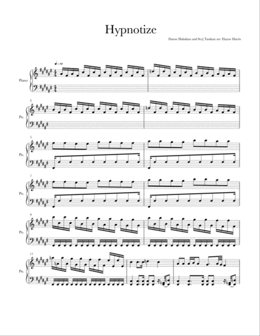 Hypnotize Piano Solo scores gallery preview page 1