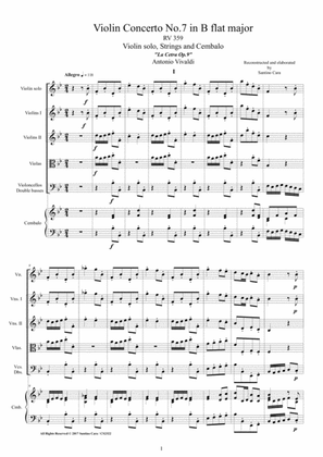 Vivaldi - Violin Concerto No.7 in B flat RV 359 Op.9 for Violin, Strings and Cembalo