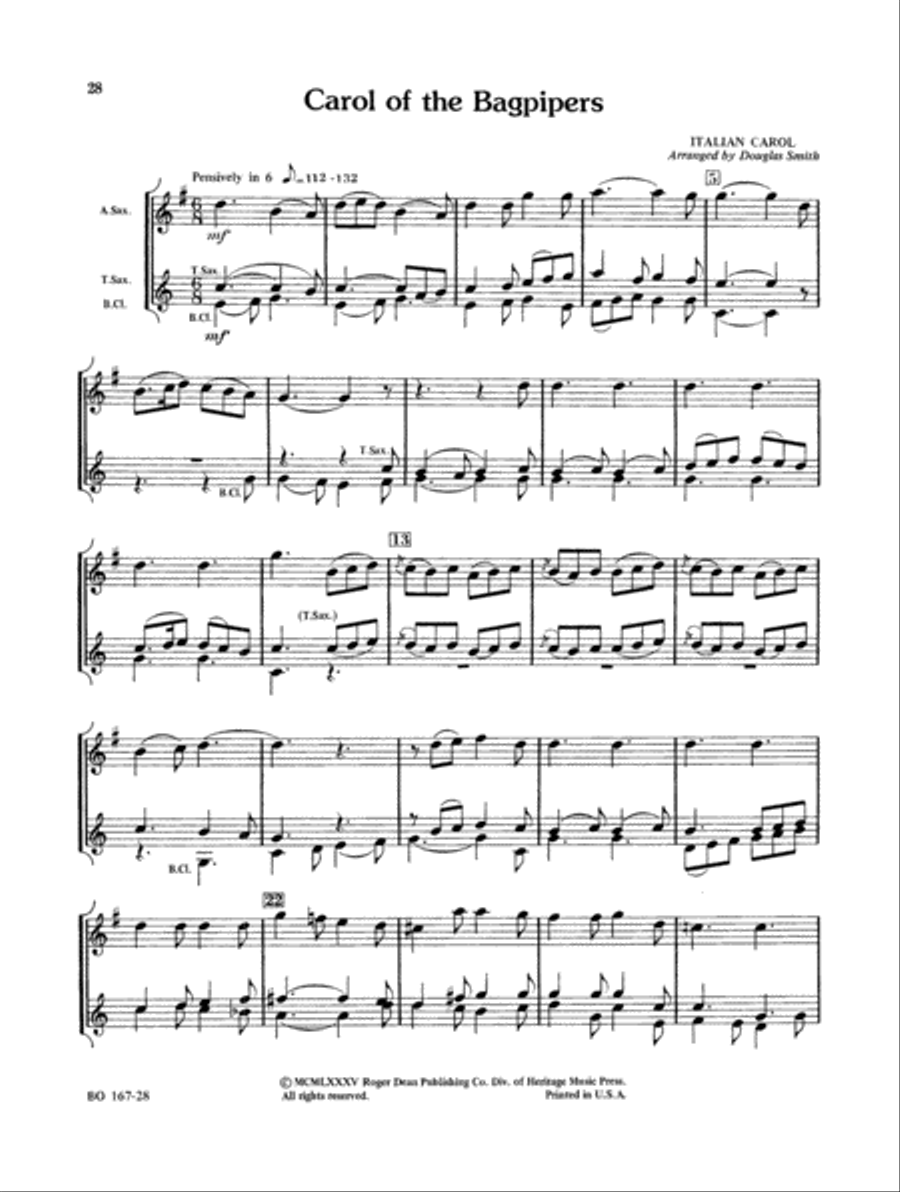 Christmas Folio for Four-Plus Woodwinds - Alto Sax Woodwind Ensemble scores gallery preview page 7