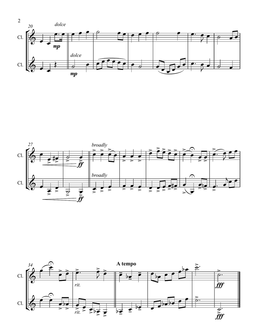 The Star-Spangled Banner, clarinet duet Clarinet Duet scores gallery preview page 3