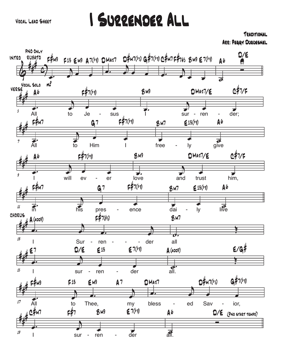 I Surrender All Piano, Vocal scores gallery preview page 1