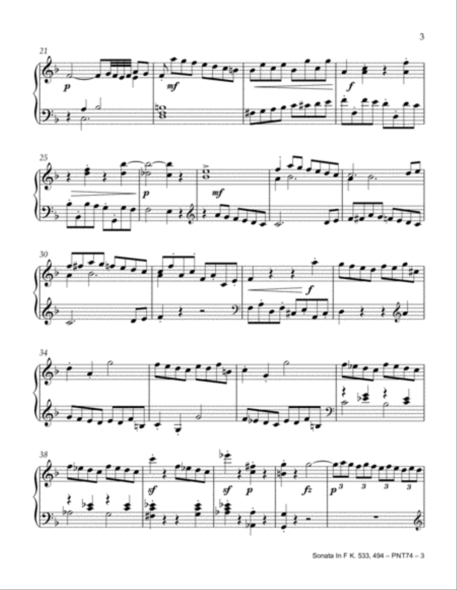 Sonata in F Major (K. 533, 494) Piano Method scores gallery preview page 3