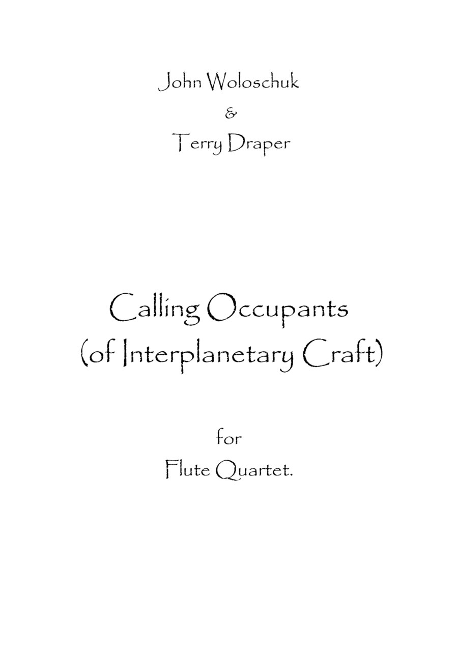 Calling Occupants (of Interplanetary Craft) Woodwind Quartet scores gallery preview page 1