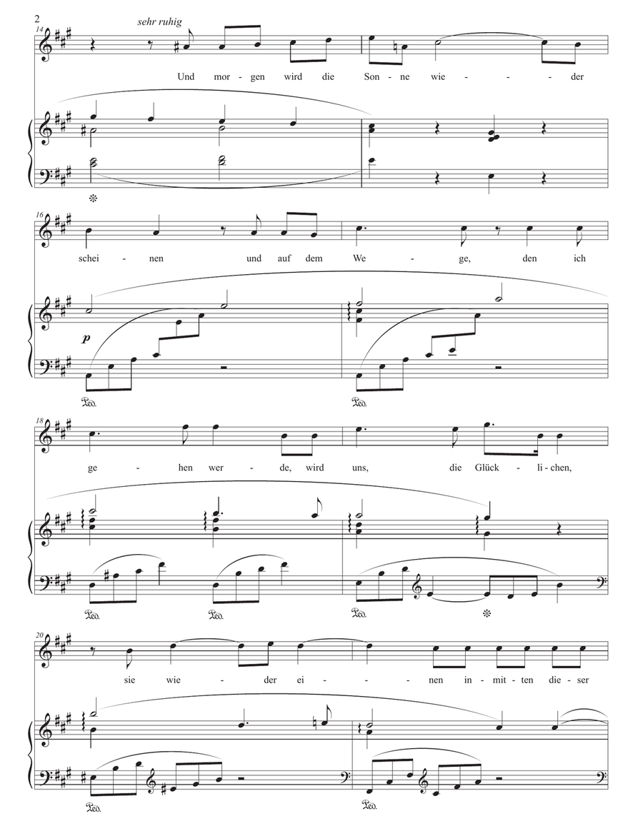 STRAUSS: Morgen, Op. 27 no. 4 (in 9 keys: A, A-flat, G, G-flat, F, E, E-flat, D, D-flat major) Piano, Vocal scores gallery preview page 3