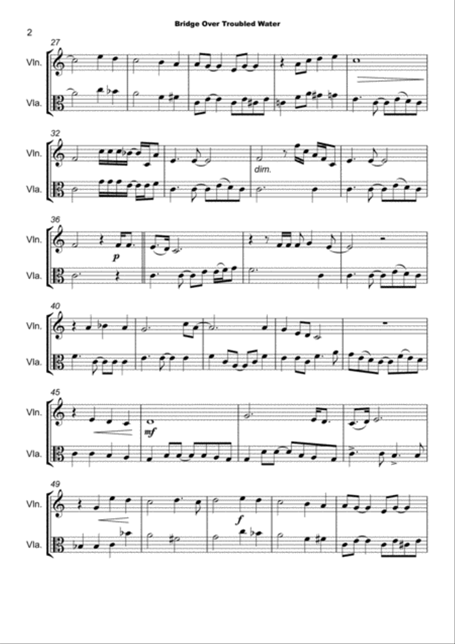 Bridge Over Troubled Water String Duet scores gallery preview page 3