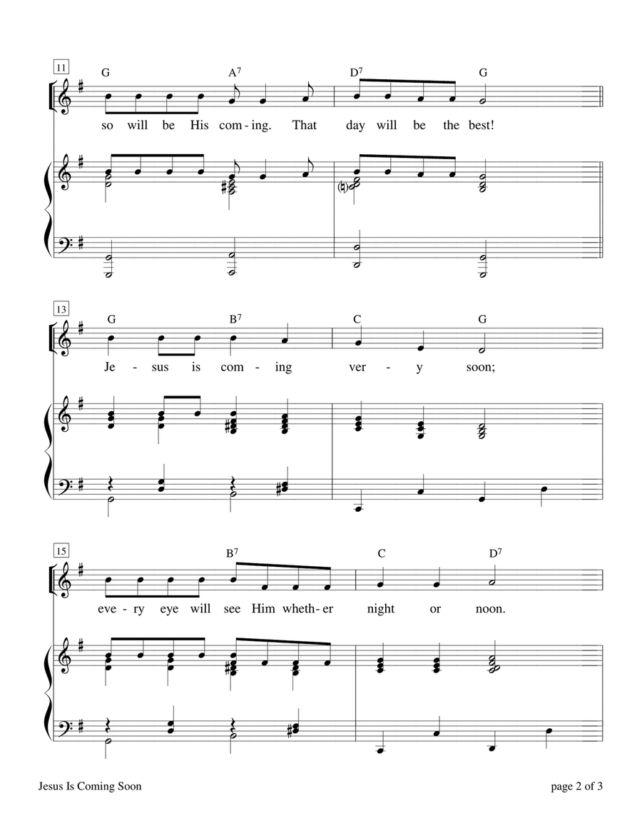 Jesus Is Coming Soon Piano, Vocal scores gallery preview page 2