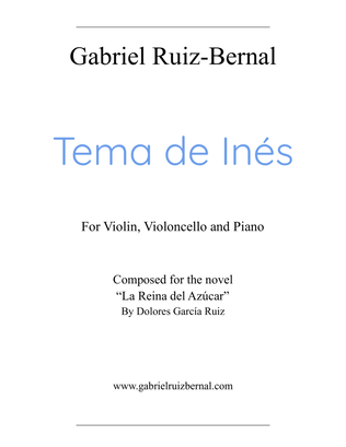 Book cover for TEMA DE INES. From "La Reina del Azúcar" for violin, cello and piano