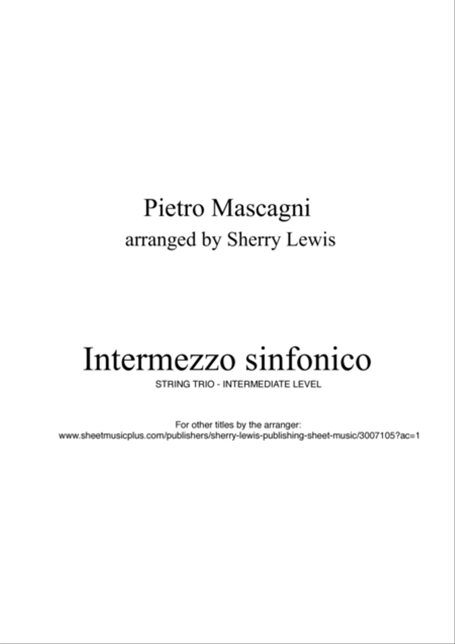 INTERMEZZO SINFONICO from 'Cavalleria Rusticana', Pietro Mascagni, String Trio, Intermediate Level f String Trio scores gallery preview page 2