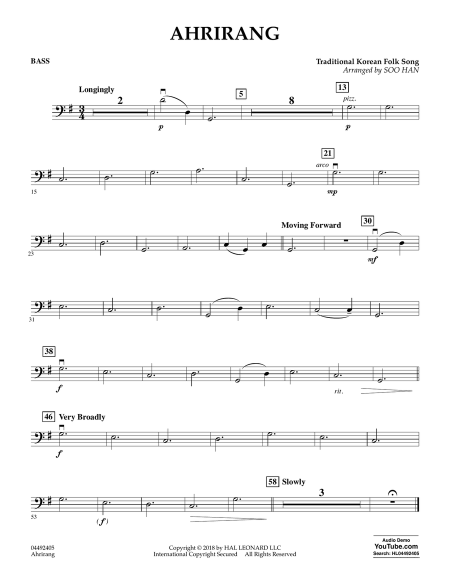 Ahrirang (arr. Soo Han) - Bass Orchestra scores gallery preview page 1