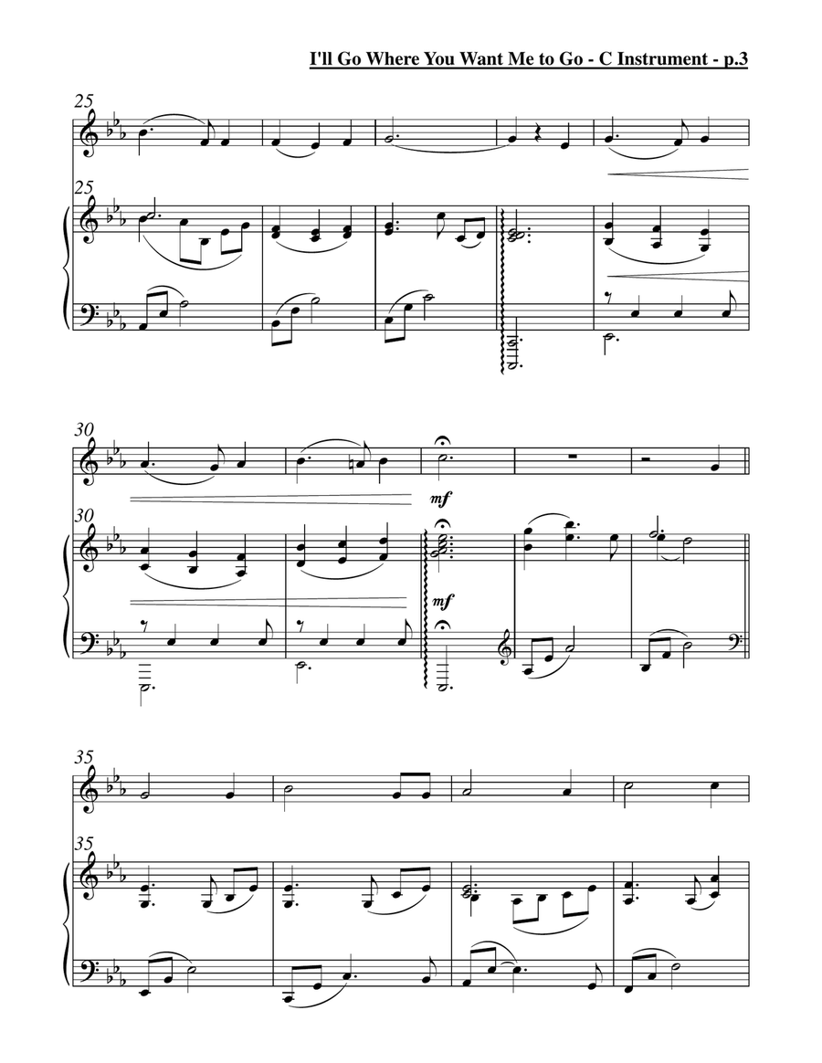 I'll Go Where You Want Me to Go (Solo Flute & Piano) Flute Solo scores gallery preview page 4
