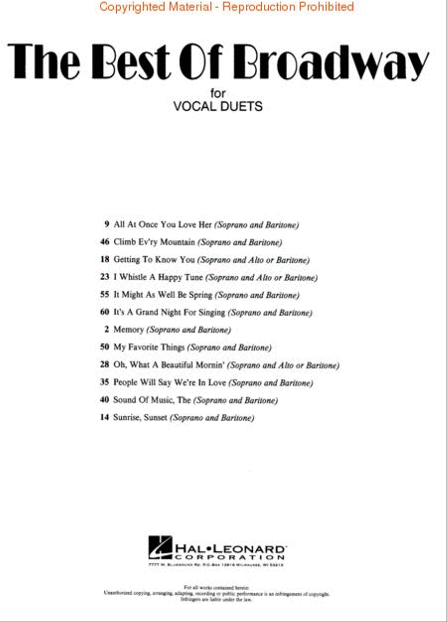 Best Of Broadway - Vocal Duets Piano scores gallery preview page 2