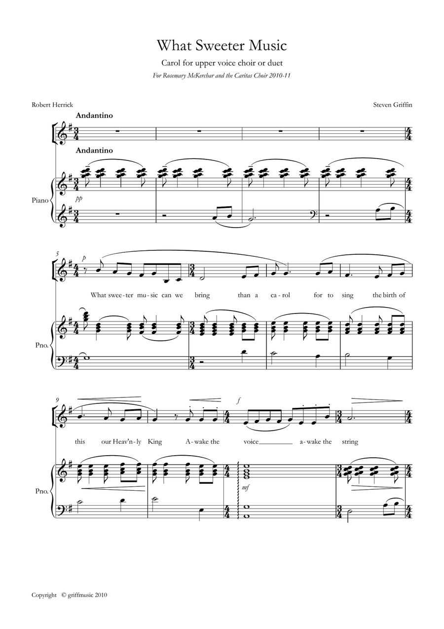 What Sweeter Music What Sweeter Music SA scores gallery preview page 1