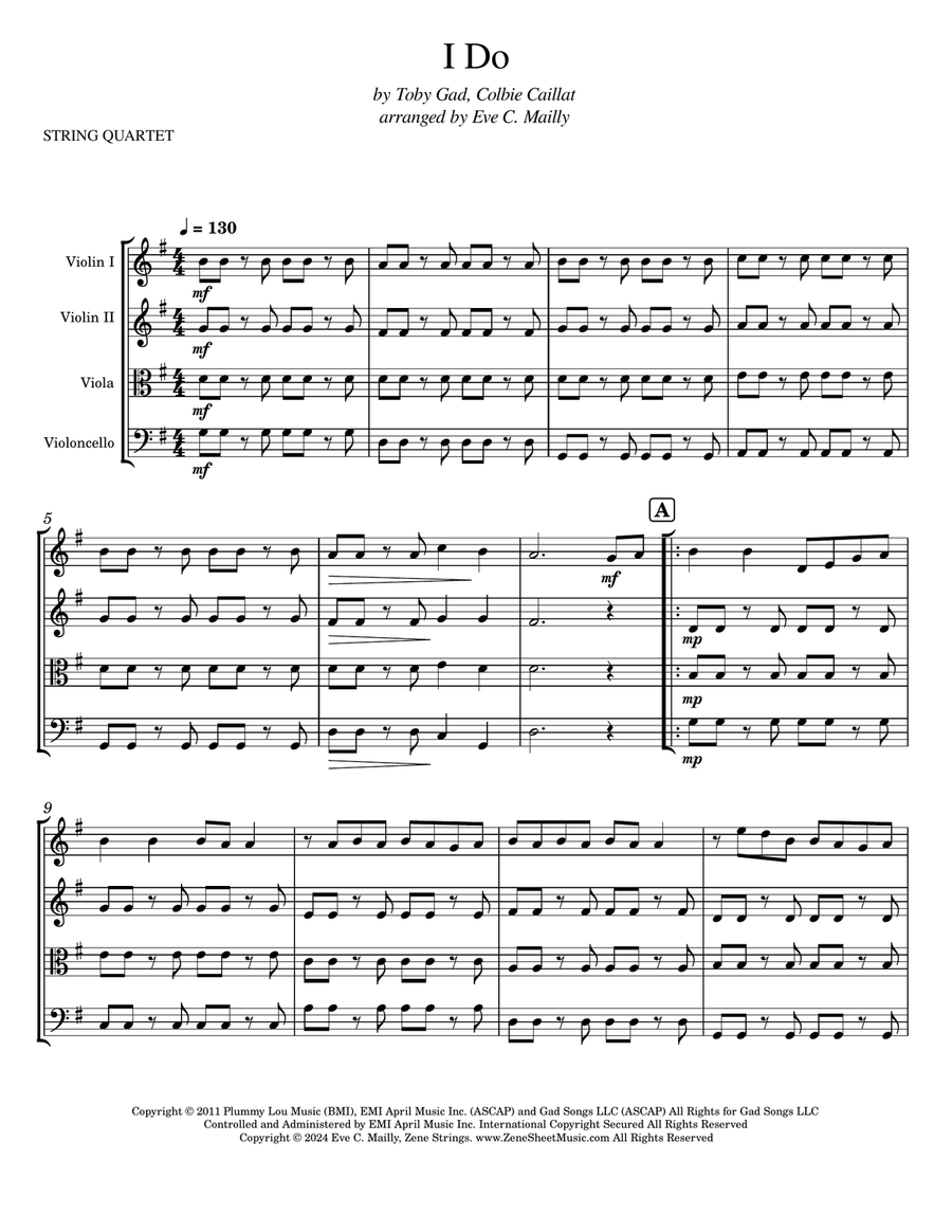 I Do String Quartet scores gallery preview page 1