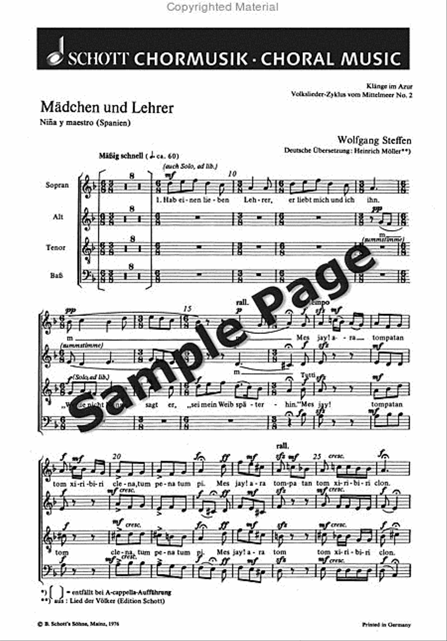 Steffen W Maedchen Und Lehrer 4-Part scores gallery preview page 2