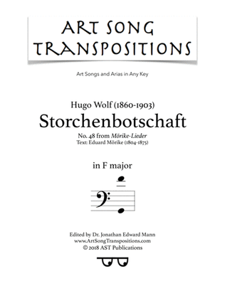 WOLF: Storchenbotschaft (transposed to F major, bass clef)