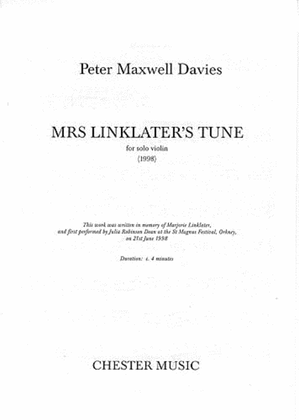 Peter Maxwell Davies: Mrs Linklater's Tune (Solo Violin)