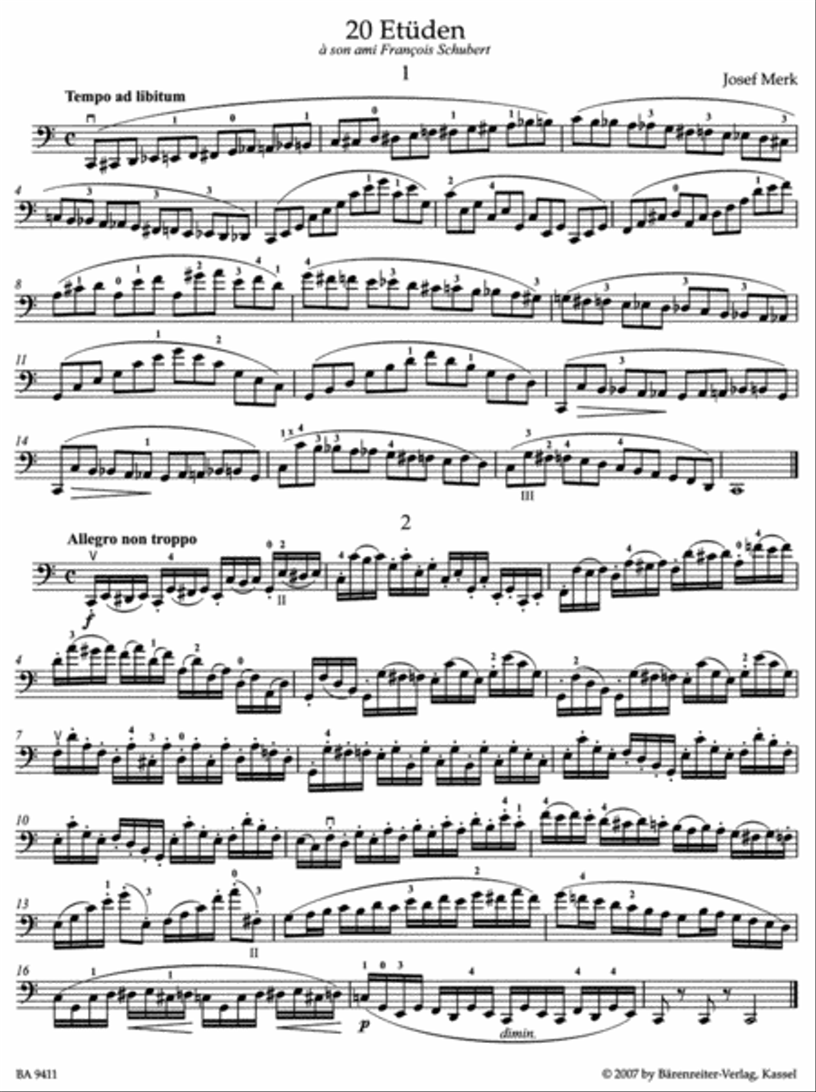 20 Etueden for Violoncello op. 11 Cello scores gallery preview page 2