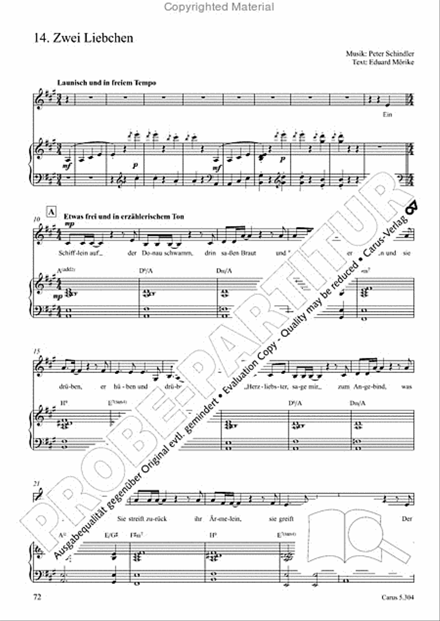 Schindler: Rosenzeit. Ein Liederzyklus uber die Liebe. Chansons fur Singstimme und Klavier Piano scores gallery preview page 73