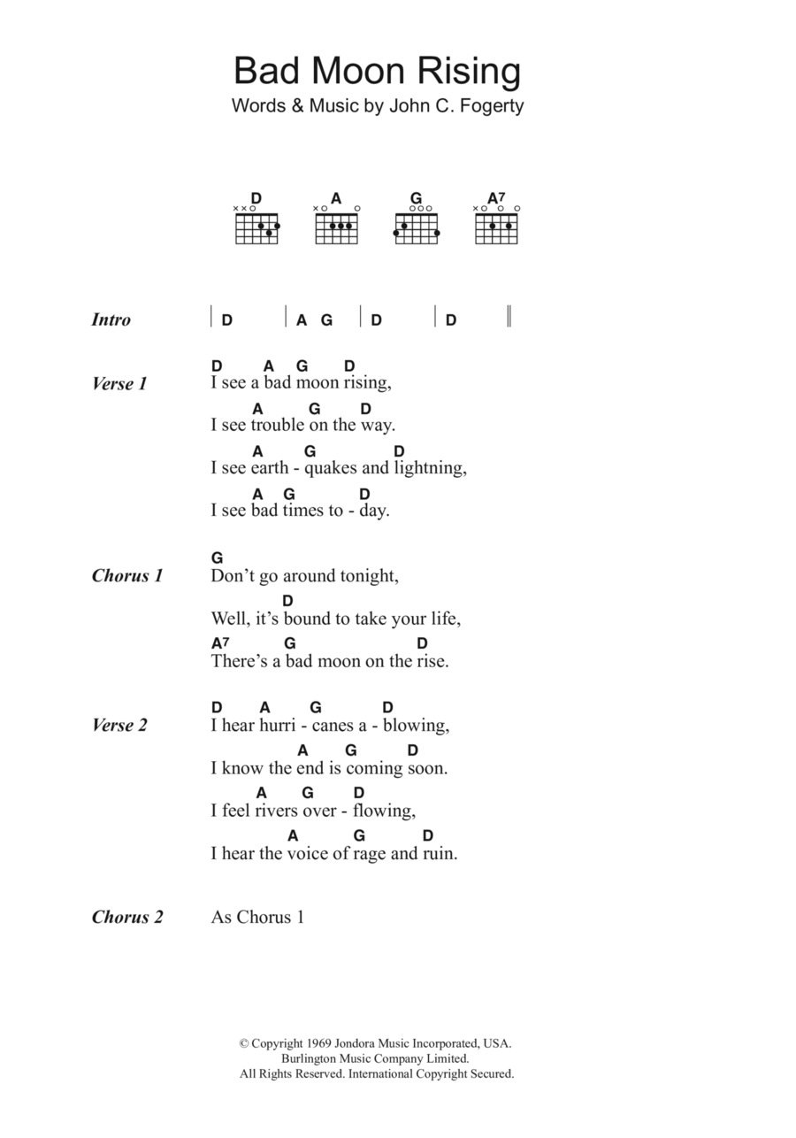 Bad Moon Rising Guitar scores gallery preview page 1