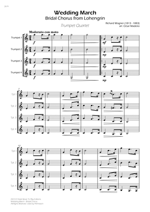 Wedding March (Bridal Chorus) - Trumpet Quartet (Full Score) - Score Only