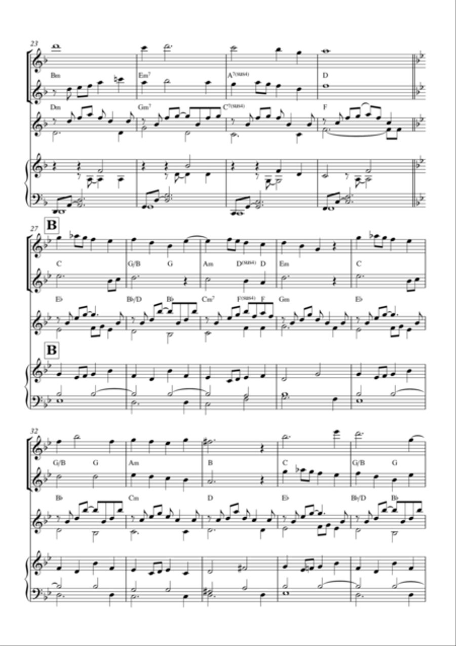 Instrumental Interlude 2'34 for 2 flutes, guitar and/or piano by Simon Peberdy Small Ensemble scores gallery preview page 4