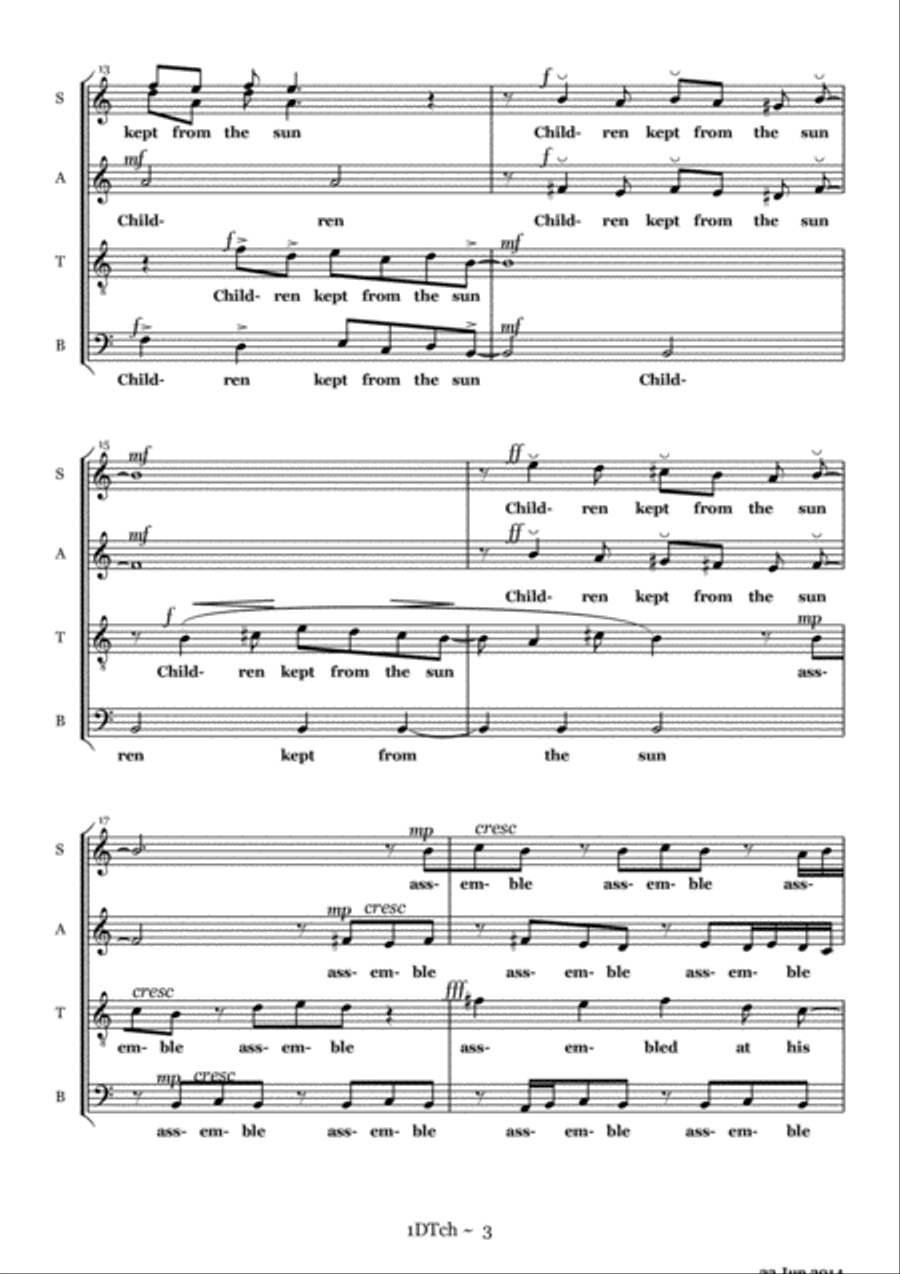 Three Poems of Dylan Thomas for SSAATTBB acpella Divisi scores gallery preview page 3