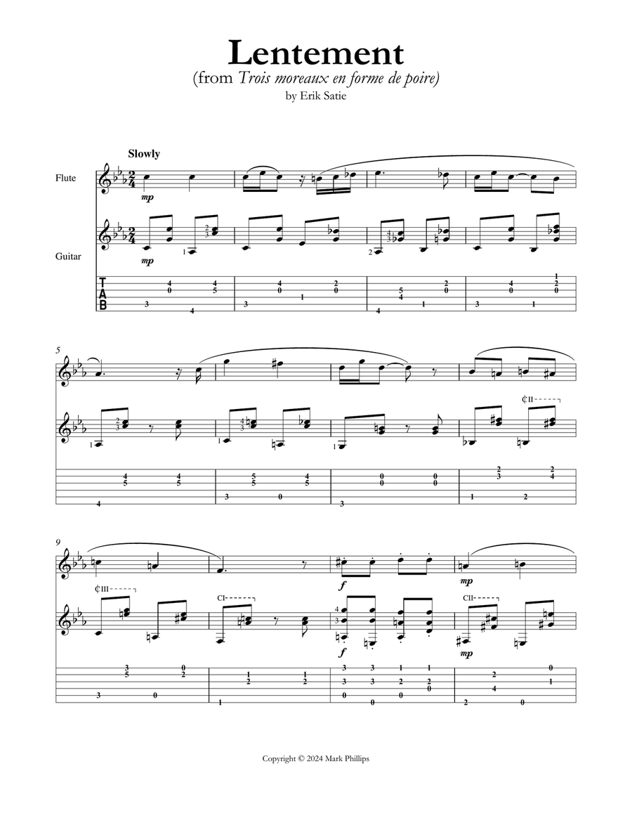 Lentement (from Trois morceaux en forme de poire) Flute scores gallery preview page 1